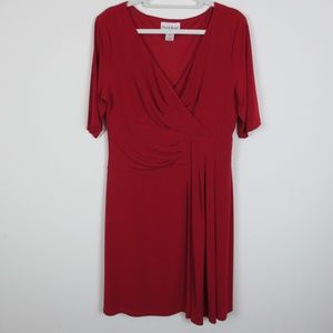 Red Knit Wrap Dress, Size 16 Petite